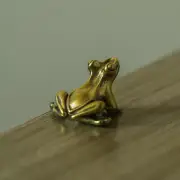 2 Pieces Brass Frog Statue Ornament Animals Toys Home Office Decoration Artwork'