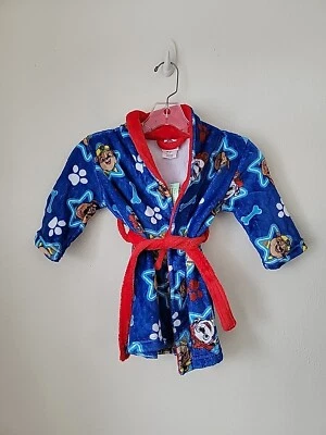 Nickelodeon Paw Patrol 2T Fleece Blue Robe Pockets Attached Tie Closure