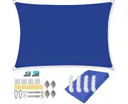 Waterproof Rectangle UV Block Sun Shade Sail (Royal Blue with Kits 3*4M)