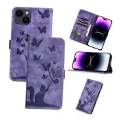 Flip Case for 6.1 Inch PU Leather Wallet Case with Card Slot iPhone 15 Purple