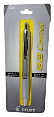 NEW Pilot G2 Limited Premium Metal Pen 0.7mm Black Ink - Silver Barrel
