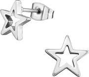 [Pierced Owl] Stainless Steel Star Outline Stud Earrings, Sold as a Pair, Metal, No Gemstone