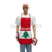 Lebanon Flag Kitchen & BBQ 3pc Set w/Apron Oven Mitt Potholder Lebanon Flag