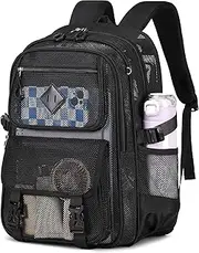 [PIG PIG GIRL] Mesh Backpack, Heavy Duty See Through Backpack Ultra-Lightweight Net Bookbag Transparent Backpack