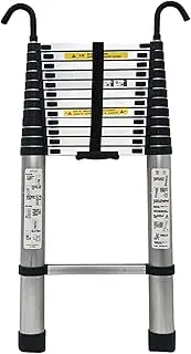 Heavy Duty Telescopic Ladder 2.6m/ 3.8m/ 5m/ 6.2m Tall, Aluminum Folding Telescoping Ladder with Hooks for Home Roof Top Tent RV Attic Outdoor Use Interesting Life