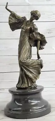 VICTORIAN Old 100% Solid BRONZE MARBLE Figural STATUE Decorative Statue Decor