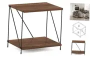 Besi Industrial Multipurpose Side Table with Metal Frame, Walnut Cove