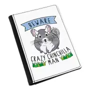 Beware Crazy Chinchilla Man Passport Holder Cover Case Wallet - Funny