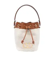 Valentino VLogo Plaque Drawstring Bucket Bag One size White