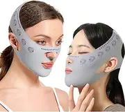 Face Tightening Bands, 2 Pieces Reusable V-Line Mask, Lifting Mask, Double Chin Reducer (Grey)