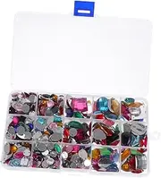Vaguelly 1 Set Flatback Acrylic Rhinestone Gems for DIY Crafts Sewing Material with Storage Box for Shoe Decoration and Accessories