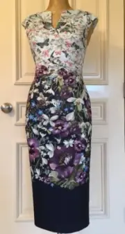 Ted Baker London Enchantment Body Tiha Floral Print Sheath Dress Size 0 USA-2