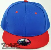 NEW! FLAT BILL SNAPBACK BALL SPORT CAP HAT ROYAL BLUE RED