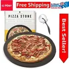15” Black Ceramic Pizza Stone - Fast, Non-Staining for Oven & Grill, Free Cutter