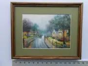 Thomas Kinkade WALKING TO CHURCH ON A RAINY SUNDAY EVENING 11x14 framed 4.5 718