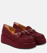 [Gucci] Gucci Horsebit GG Canvas platform loafers AU 7 red