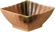 Shigaraki Furomishi Shaped Small Bowl [5.6 x 4.4 x 2.2 inches (14.3 x 11.2 x 5.6 cm) | Square Pot | Reinforced