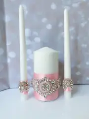 Unity Crystal Decor Candles Bride Groom Wedding Accessories Decoration Pink Gift
