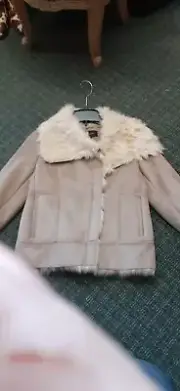 NWT Ann Taylor FAUX SHEARLING Moto Zip-Up Faux Fur Lined Jacket Women's Size XS