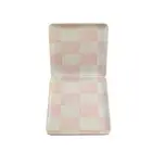 Pink & White Checkered Melamine Appetizer Dessert Plates 6in Square NEW