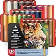 Arteza Professional Watercolor Pencils, Set of 120, Multi Colored Art Drawing Pencils in Bright Assorted Shades, Art Supplies for Coloring, Blending and Layering, Watercolor Techniques