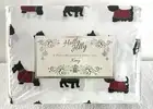 Holly Jolly Scotty Schnauzer White Red Black 4 Piece King Sheet Set