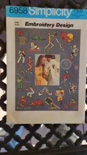 Simplicity Embroidery Design Transfers Pattern 6958 Sport Motif UNUSED