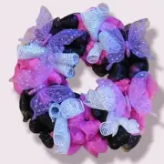 HANDMADE BUTTERFLY SPRING SUMMER DECO MESH FRONT DOOR WREATH GOTH