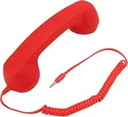 Retro Telephone Handset, 3.5mm Retro Phone Handset Telephone Receiver with Volume Control, Cell Phone Receiver Old Telephone Headset for Smartphone PC (Red)