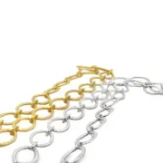 Chain Gold Finish & Silver Plated Patterned Marquise Shape Solid Copper Pattern,