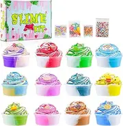 Aischens Pack of 12 Butter Slime Set, Fluffy Butter Slime 12 x 50 ml, Slime & Putty Toys, DIY Slime Children's Toy, Two-Tone Butter Slime with Accessories, Cloud Slime for Children