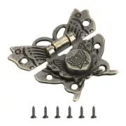 Hasp Latch, 43 x 51mm Butterfly Decorative Retro Box Toggle Latch, Bronze