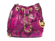 NWT Michael Kors Mini Frankie Drws Crossbody Bag Embossed Leather Raspberry