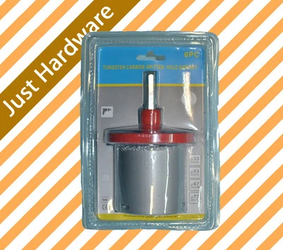 tungsten carbide gritted hole saw set 6 pcs new 33mm 53mm 67mm 73mm