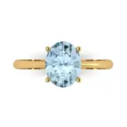 2.0 ct Oval Cut Gemstone Solitaire Promise Ring Yellow Gold, Anniversary Gift