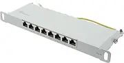 Good Connections 10 Inch Patch Panel for 10 Inch Wall Enclosures/Network Cabinets/Cat. 6/250 MHz/Gigabit Capable / 8 Port / 0.5 HE/Shielded/Tool-Free Opening/Light Grey (RAL7035)