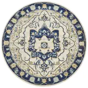 Erdek Navy Medallion Round Rug