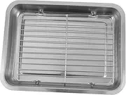 CHICAMPERA 1Set Baking Sheet with Rack Stainless Steel Cooling Rack Drain Oil Plate for Quick Oil Drainage for Cakes Bread Fried Foods Practical Kitchen Assistant
