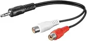 PremiumCord Jack to RCA Y Cable 0.2 m, Jack Plug 3.5 mm to 2X RCA Female, Jack to RCA, Stereo Audio, for Digital Camera, TV, Mobile Phones, MP3, HiFi, Colour Black