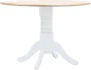Modern Dining Table, White and Brown 106 cm – Solid Rubber Wood Frame with MDF Top, Perfect for Kitchen or Dining Room Furniture Sets