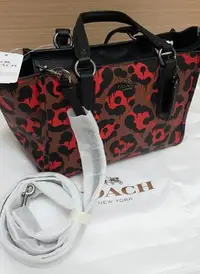 在飛比找Yahoo!奇摩拍賣優惠-COACH F36321 全皮 紅色豹紋 手提包 可斜背 全