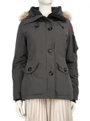 Grey Fur Trim Parka Coat