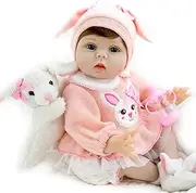 Milidool Reborn Baby Doll Lifelike Weighted Girl Dolls 22 Inch with Bunny Gift Set Safety for Age 3+