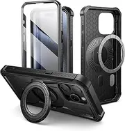 [Dexnor] for iPhone 15 Pro Max Case Compatible for MagSafe[Built in Screen Protector and Kickstand]，Heavy Duty Military Grade Protection Shockproof Protective Cover for iPhone 15 Pro Max - Black