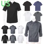 Mens Chef Coat Short Sleeve Chef Jacket Restaurant Kitchen Cooking Top Shirts