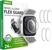 [Arsolo] [5 Pack] Flex Guard Nickel Metal Allergy Back Protector for Apple Watch [40/41mm], Prevent Rash, Contact Dermatitis, Soft Film, Sensor Protector, Back Cover for iWatch 40mm / 41mm