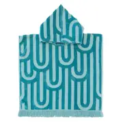 Bambury HiLo Kids/Child Poncho Arcade Cotton Towel w/ Hood 60x60cm Turquoise