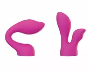 Palm Power Silicone Sensual Massager Heads Wand Pink Attachments 2pk PalmPower