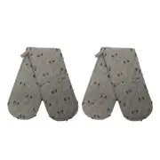 2x Belle Tuft CTTN Double Oven Glove 90x18cm Cooking Mitt Pot Holder Dark Slate