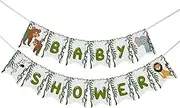 Inkdotpot Ready to Hang, Boy Girl Baby Shower Birthday Bunting, Pre Strung Jungle Theme Baby Shower Decorations, Bunting Banner Flags